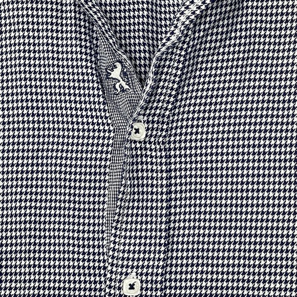 Bugatchi Mens Button Up Dress Shirt Size XL Shaped Fit Houndstooth Plaid - Picture 13 of 16